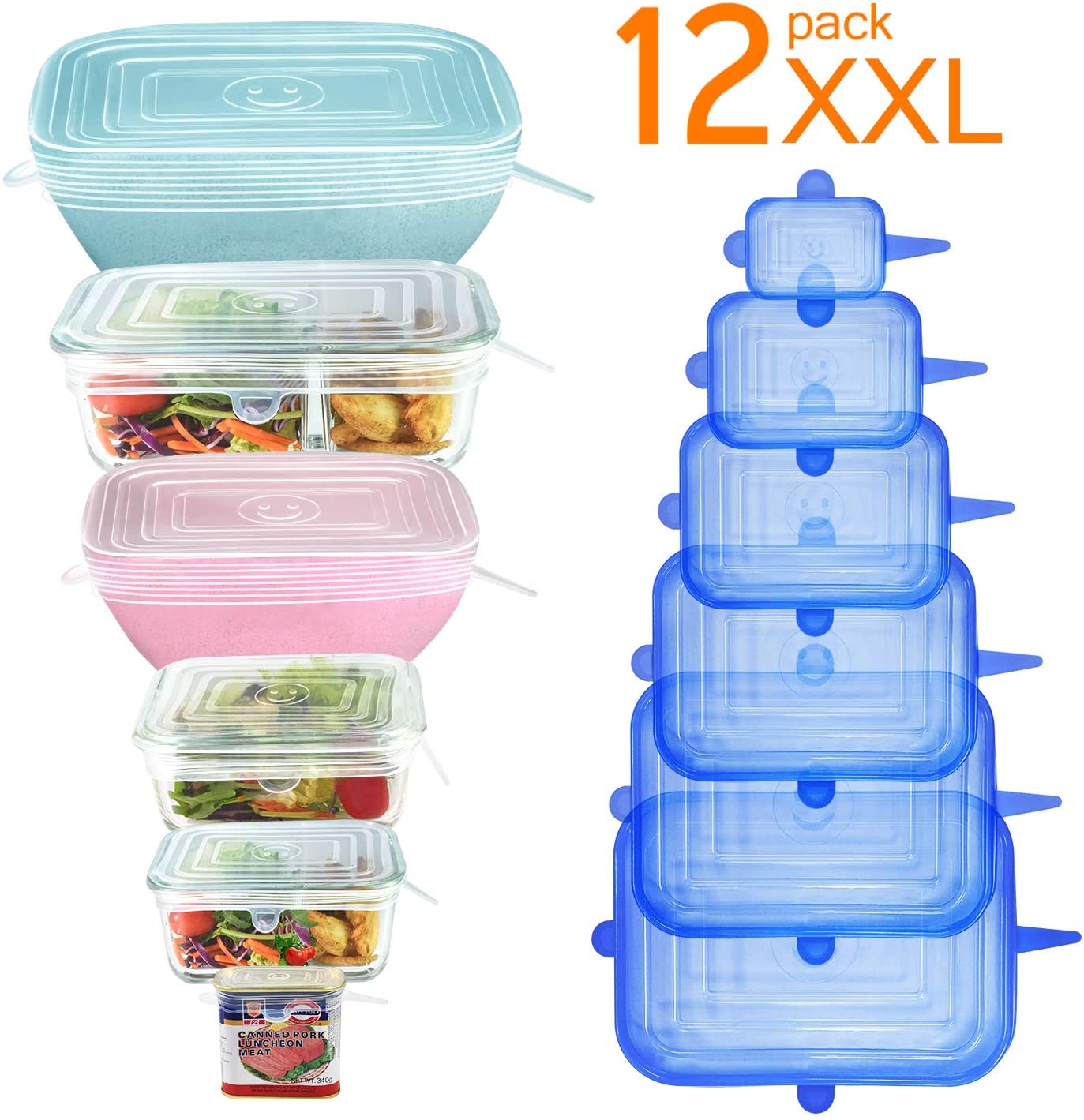 12X Reusable Silicone Food Storage Bags Stretch Seal Leakproof Containers Cover